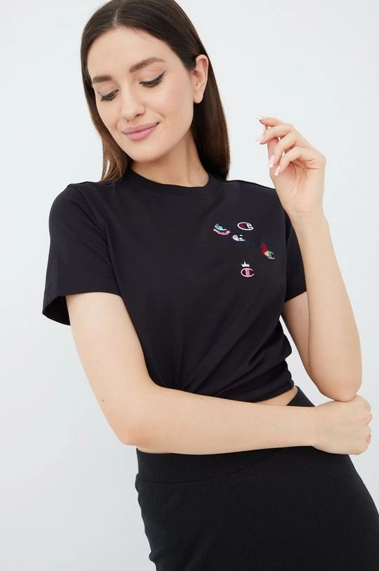 Γυναικεία Κοντομάνικο Βαμβακερό μπλουζάκι Champion μαύρο 1 Γυναικεία Κοντομάνικο Βαμβακερό μπλουζάκι Champion μαύρο