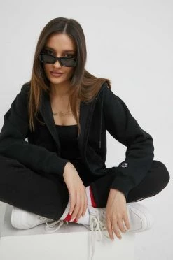 Γυναικεία Με φερμουάρ Μπλούζα Champion μαύρο, με κουκούλα