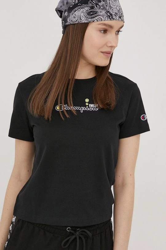 Γυναικεία Κοντομάνικο Βαμβακερό μπλουζάκι Champion Champion X Smiley μαύρο 4 Γυναικεία Κοντομάνικο Βαμβακερό μπλουζάκι Champion Champion X Smiley μαύρο - Image 4