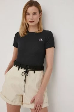 Γυναικεία Κοντομάνικο Βαμβακερό μπλουζάκι Champion μαύρο