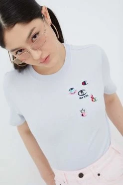 Γυναικεία Κοντομάνικο Βαμβακερό μπλουζάκι Champion ανοιχτό μπλε