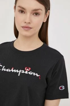 Γυναικεία Κοντομάνικο Βαμβακερό μπλουζάκι Champion μαύρο -Champion Εκπτώσεις unnamed file 1753