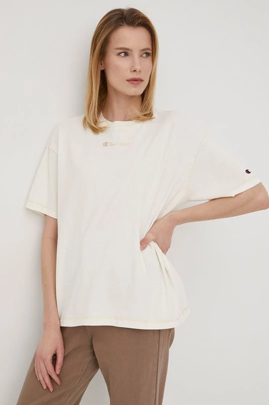 Γυναικεία Κοντομάνικο Βαμβακερό μπλουζάκι Champion μπεζ 1 Γυναικεία Κοντομάνικο Βαμβακερό μπλουζάκι Champion μπεζ