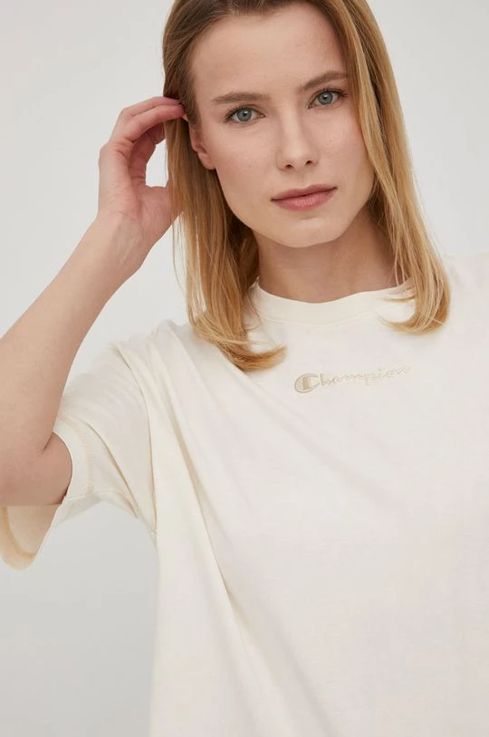 Γυναικεία Κοντομάνικο Βαμβακερό μπλουζάκι Champion μπεζ 2 Γυναικεία Κοντομάνικο Βαμβακερό μπλουζάκι Champion μπεζ - Image 2