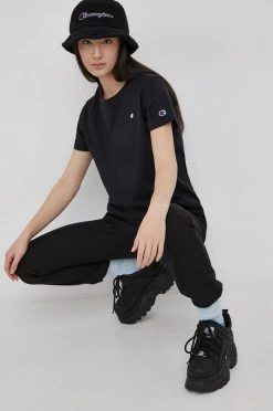 Γυναικεία Κοντομάνικο Βαμβακερό μπλουζάκι Champion μαύρο