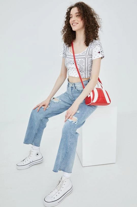 Γυναικεία Κοντομάνικο Βαμβακερό μπλουζάκι Champion άσπρο 2 Γυναικεία Κοντομάνικο Βαμβακερό μπλουζάκι Champion άσπρο - Image 2