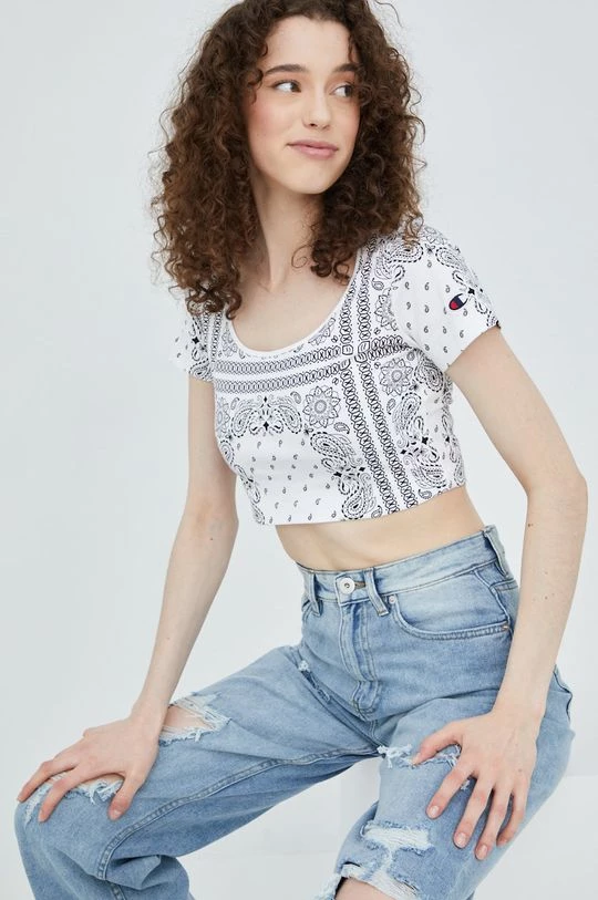 Γυναικεία Κοντομάνικο Βαμβακερό μπλουζάκι Champion άσπρο 4 Γυναικεία Κοντομάνικο Βαμβακερό μπλουζάκι Champion άσπρο - Image 4