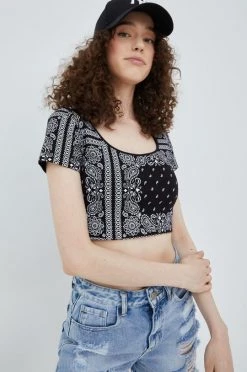 Γυναικεία Κοντομάνικο Βαμβακερό μπλουζάκι Champion μαύρο