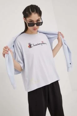 Γυναικεία Κοντομάνικο Βαμβακερό μπλουζάκι Champion ανοιχτό μπλε