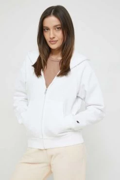 Γυναικεία Με φερμουάρ Μπλούζα Champion άσπρο, με κουκούλα