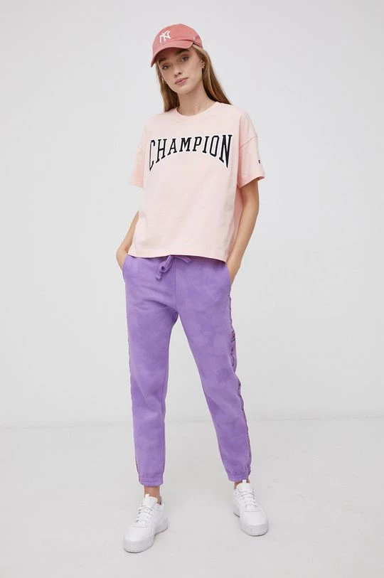 Γυναικεία Κοντομάνικο Βαμβακερό μπλουζάκι Champion ροζ 2 Γυναικεία Κοντομάνικο Βαμβακερό μπλουζάκι Champion ροζ - Image 2