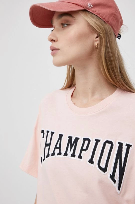 Γυναικεία Κοντομάνικο Βαμβακερό μπλουζάκι Champion ροζ 4 Γυναικεία Κοντομάνικο Βαμβακερό μπλουζάκι Champion ροζ - Image 4