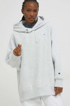 Γυναικεία Χωρίς φερμουάρ Μπλούζα Champion γκρι, με κουκούλα