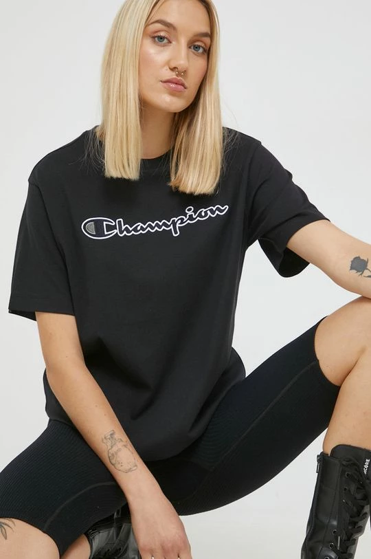 Γυναικεία Κοντομάνικο Βαμβακερό μπλουζάκι Champion μαύρο 1 Γυναικεία Κοντομάνικο Βαμβακερό μπλουζάκι Champion μαύρο